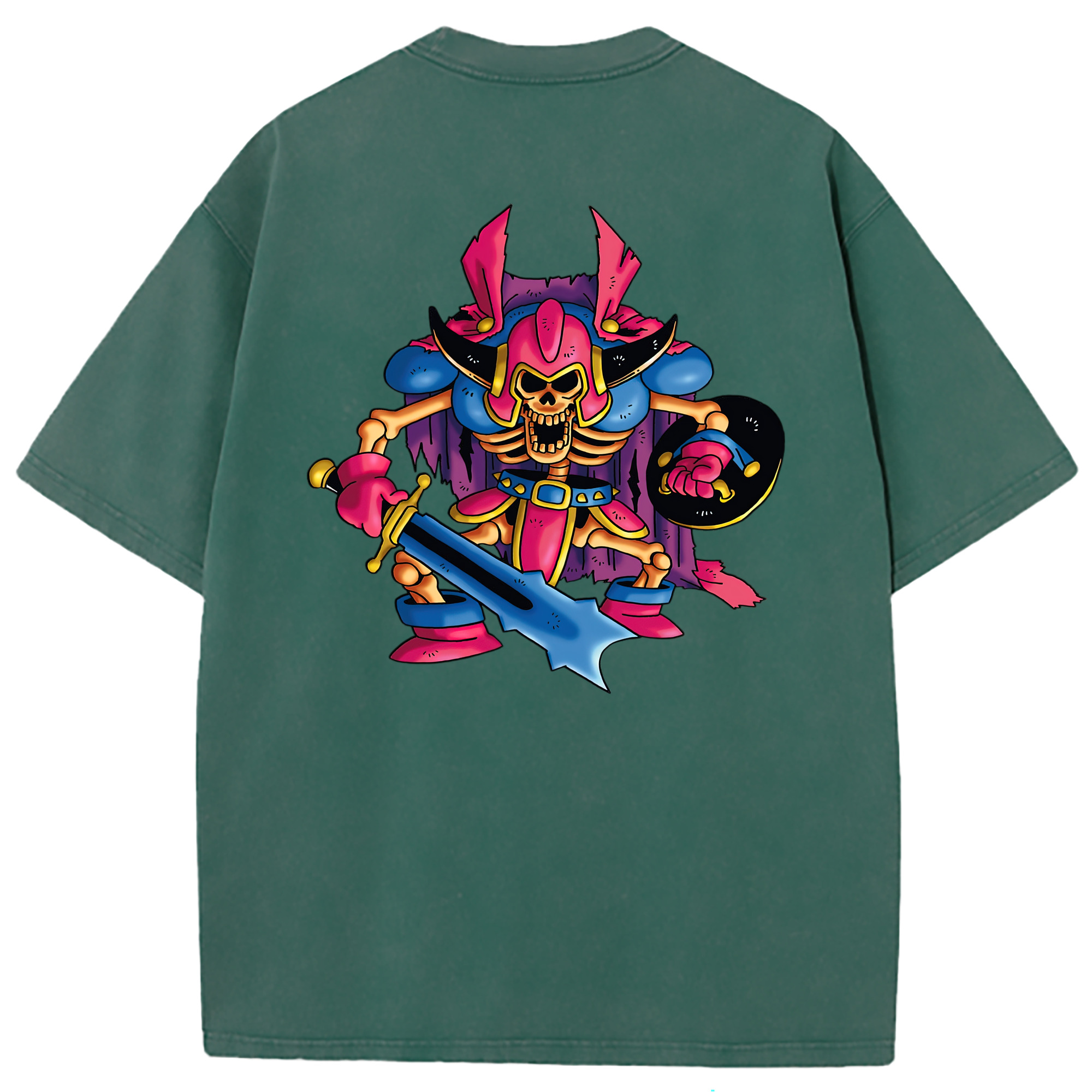 （画像用） ドラゴンクエスト Doragon Kuesuto Dragon Quest 綿100% ヴィンテージ風 半袖Tシャツ（背面プリント）